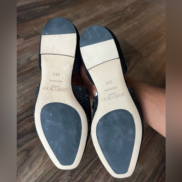 Jimmy Choo Women's Globe Glitter & Leather d'Orsay Flats - Picture 12 of 16